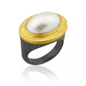 Lika Behar 24 Karat Yellow Gold Over Oxidized Silver "Pompei" Ring